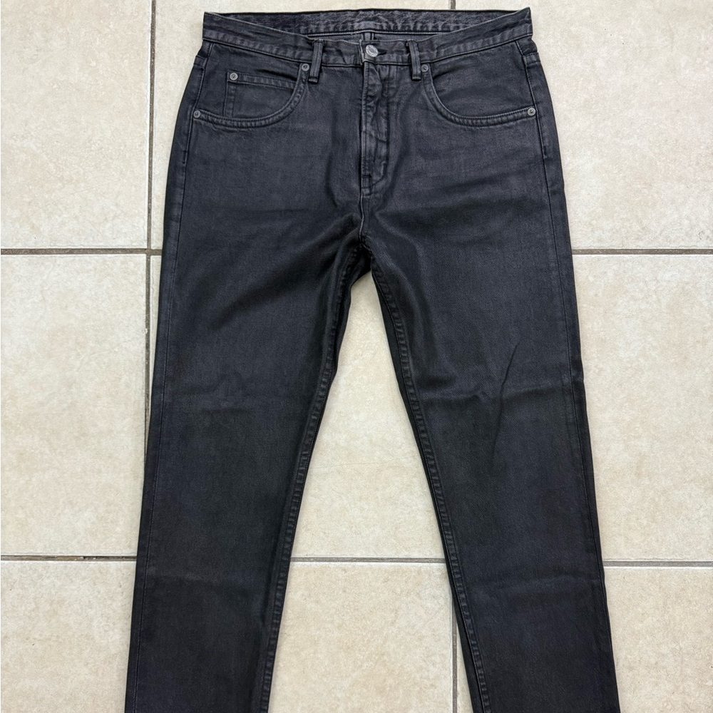 Helmut Lang Waxed / Coated Black Denim Jeans Mr. 87 Fit Size 32
